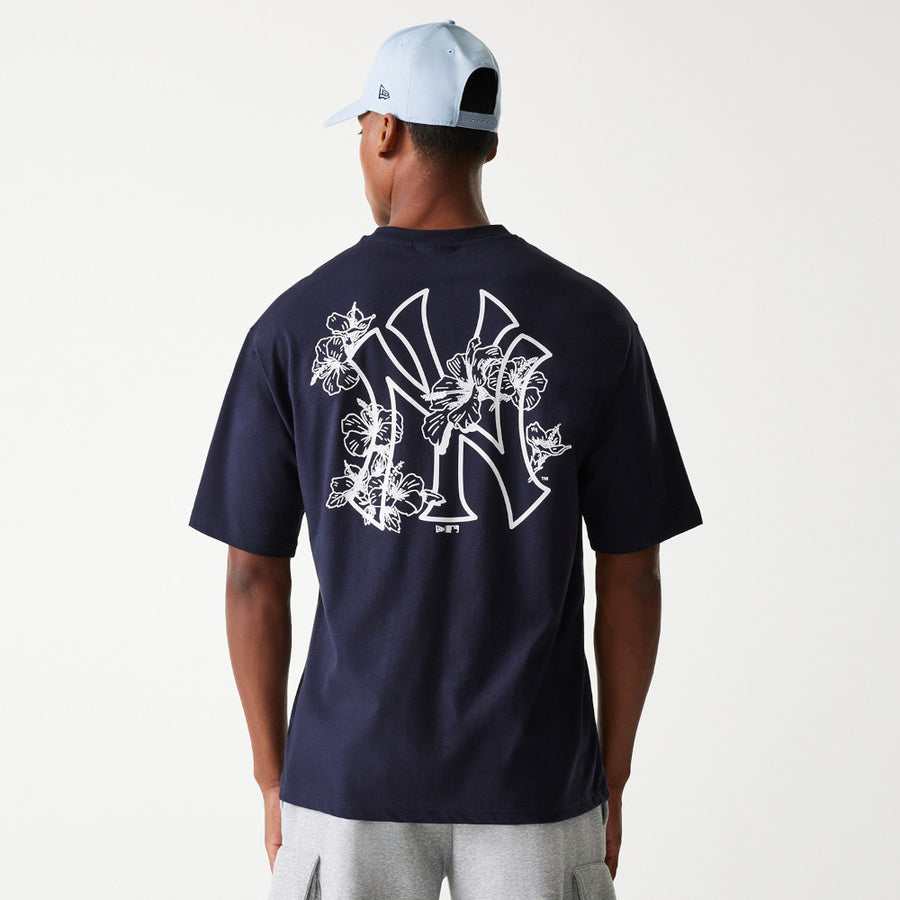 New York Yankees MLB Floral Graphic Oversized Navy Tee