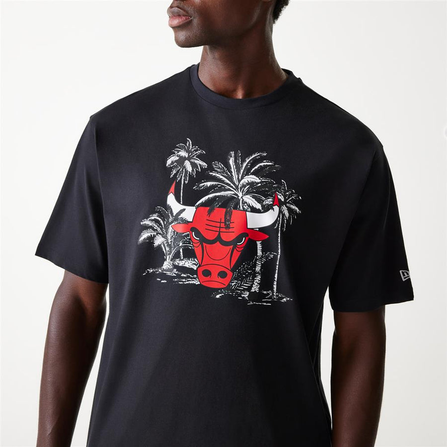 Chicago Bulls NBA Palm Tree Oversized Black Tee