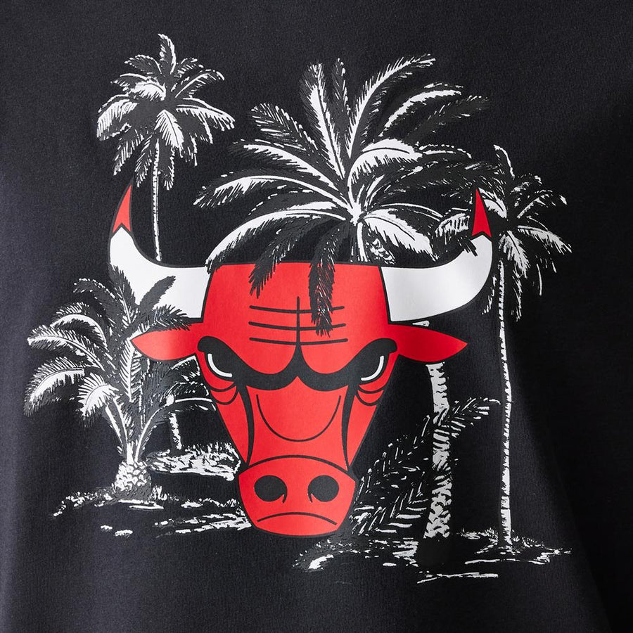 Chicago Bulls NBA Palm Tree Oversized Black Tee