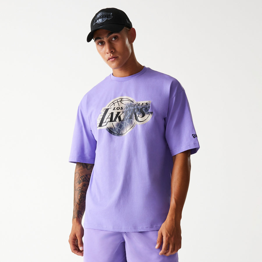 Los Angeles Lakers NBA All Over Print Infill Oversized Purple Tee
