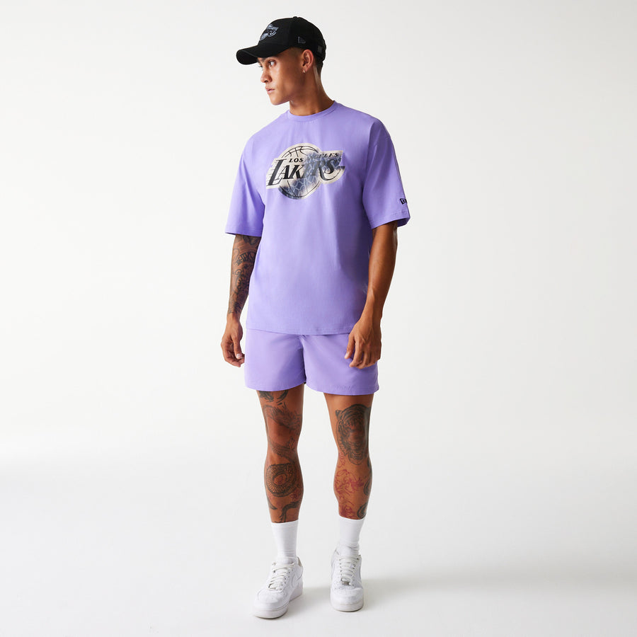 Los Angeles Lakers NBA All Over Print Infill Oversized Purple Tee