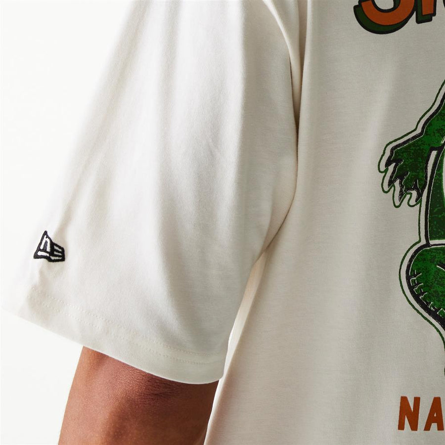 New Era Animal Graphic Open Oversized White Tee
