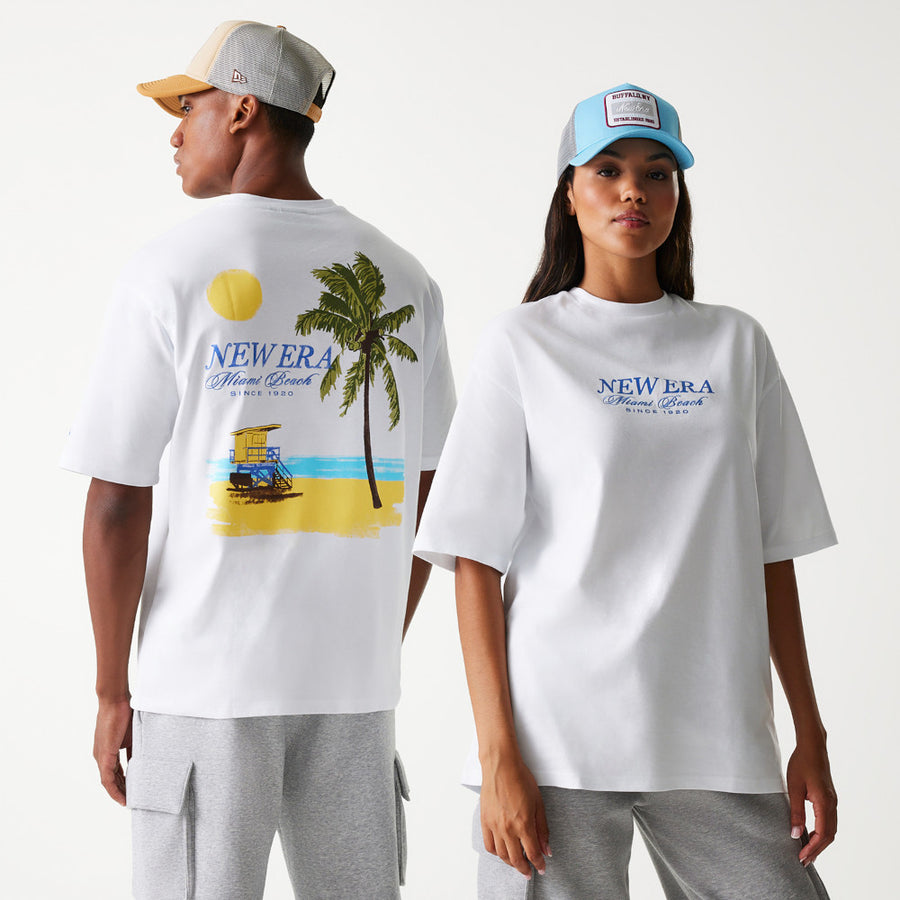 New Era Vacation Graphic Oversized White Tee