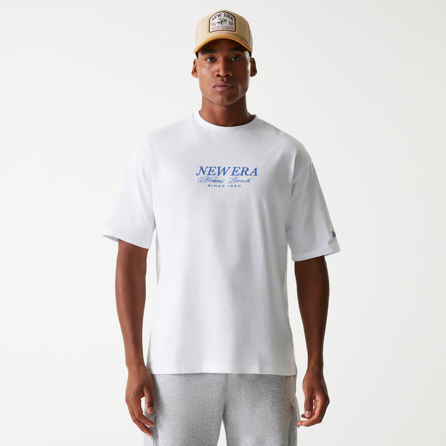 New Era Vacation Graphic Oversized White Tee