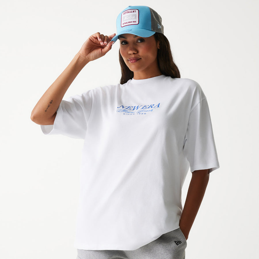 New Era Vacation Graphic Oversized White Tee