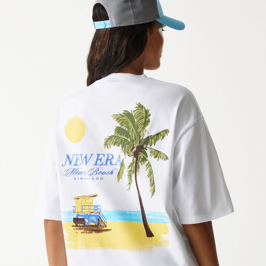 New Era Vacation Graphic Oversized White Tee