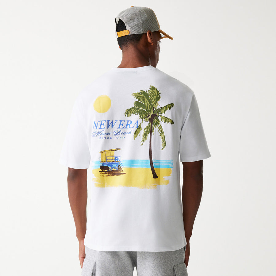 New Era Vacation Graphic Oversized White Tee