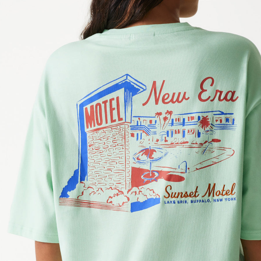 New Era Vacation Graphic Oversized Pastel Green Tee