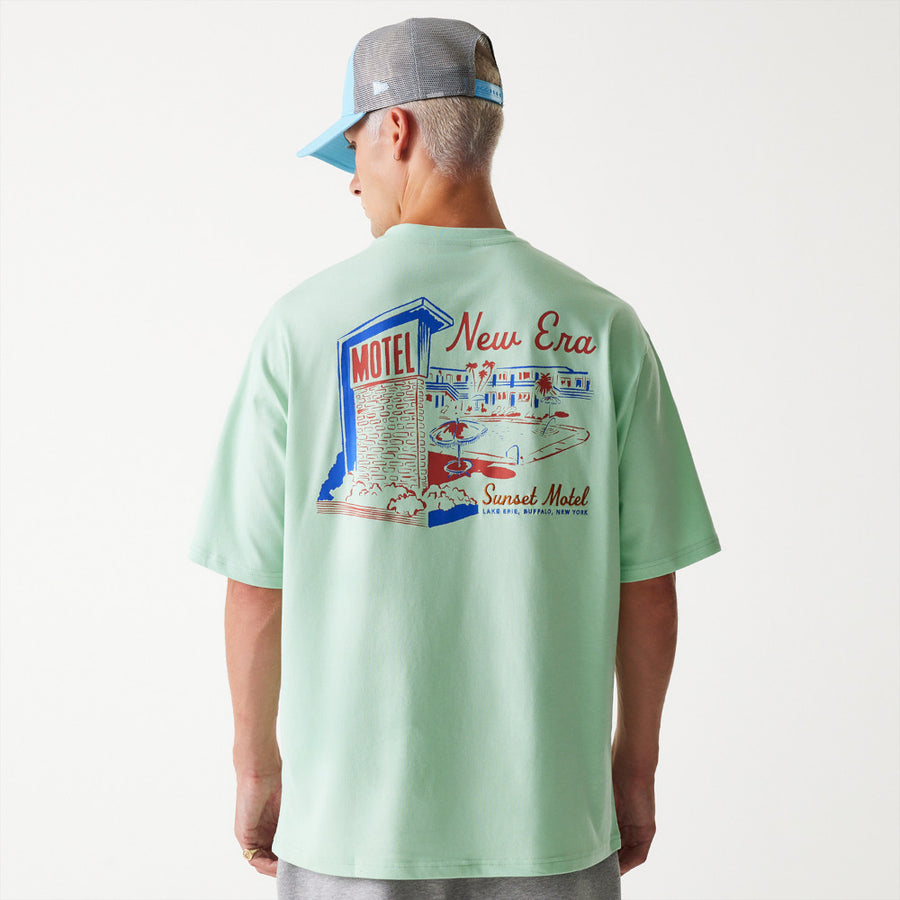 New Era Vacation Graphic Oversized Pastel Green Tee