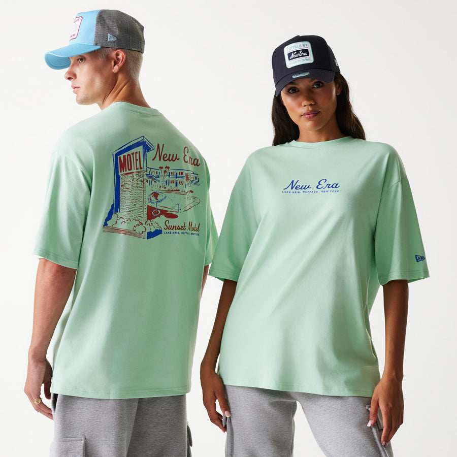 New Era Vacation Graphic Oversized Pastel Green Tee