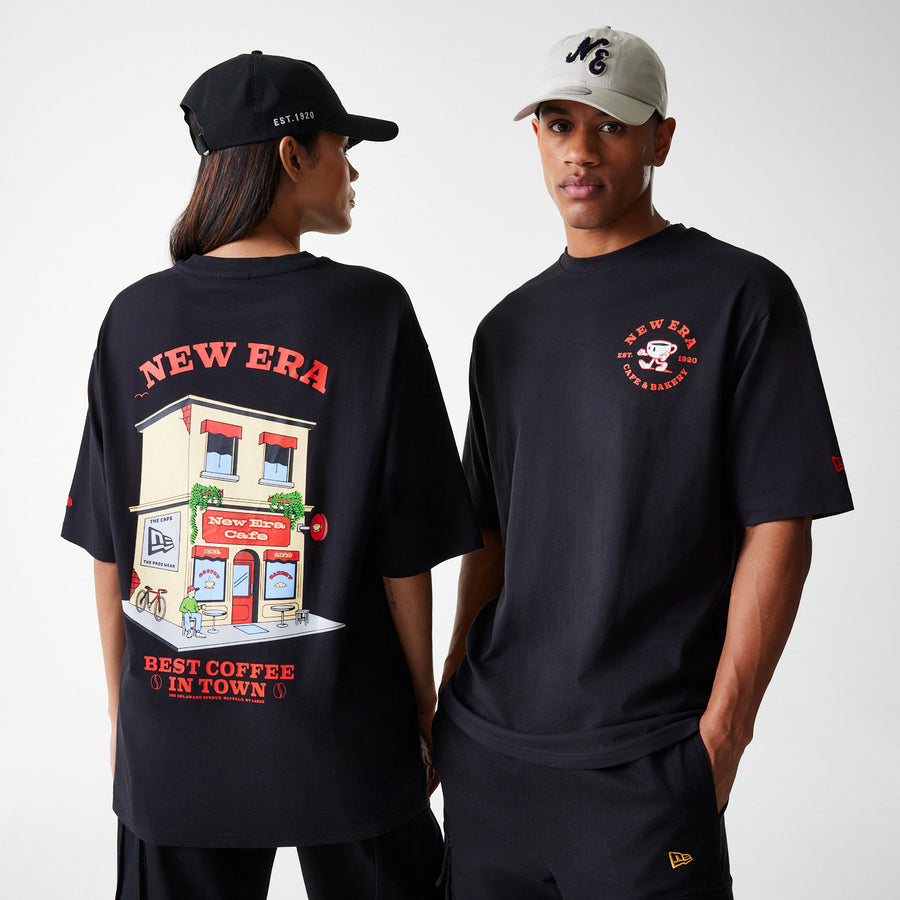 New Era Oversized Cafe Graphic Black Tee