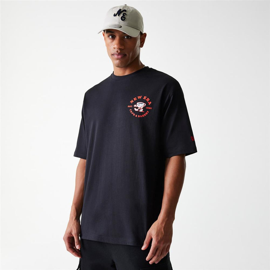 New Era Oversized Cafe Graphic Black Tee