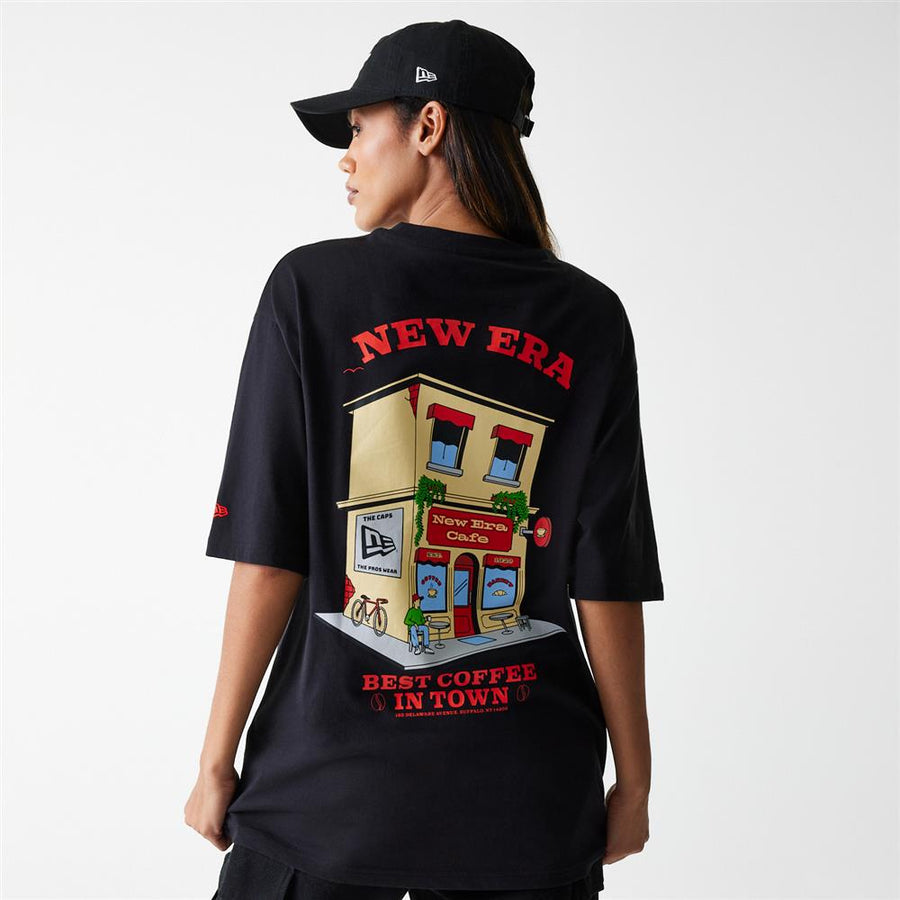 New Era Oversized Cafe Graphic Black Tee