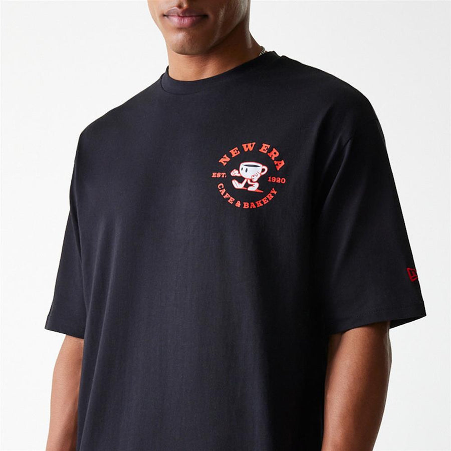 New Era Oversized Cafe Graphic Black Tee