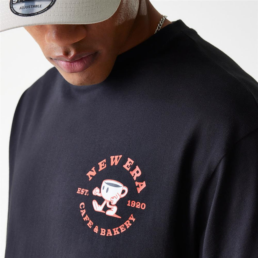 New Era Oversized Cafe Graphic Black Tee