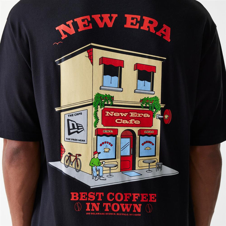 New Era Oversized Cafe Graphic Black Tee