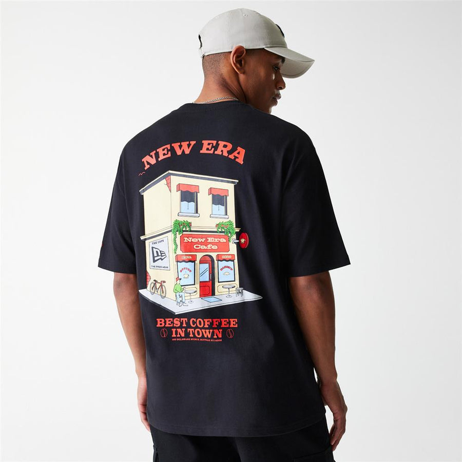 New Era Oversized Cafe Graphic Black Tee