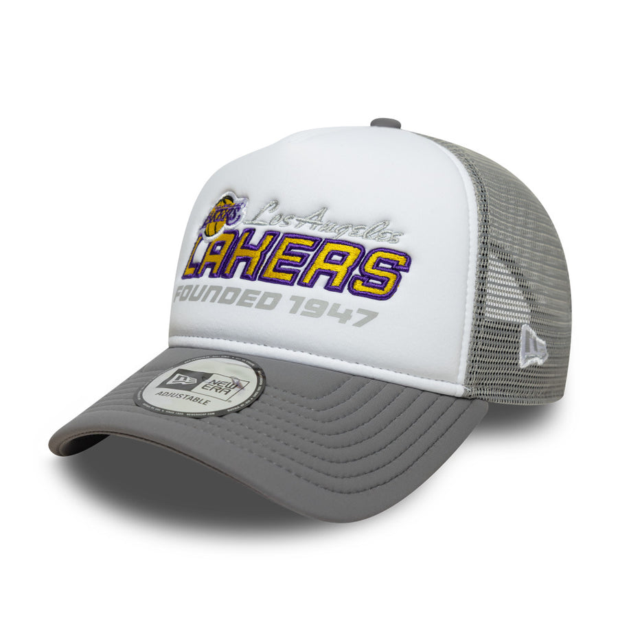 Los Angeles Lakers NBA Graphic A-Frame Grey/White Trucker Cap