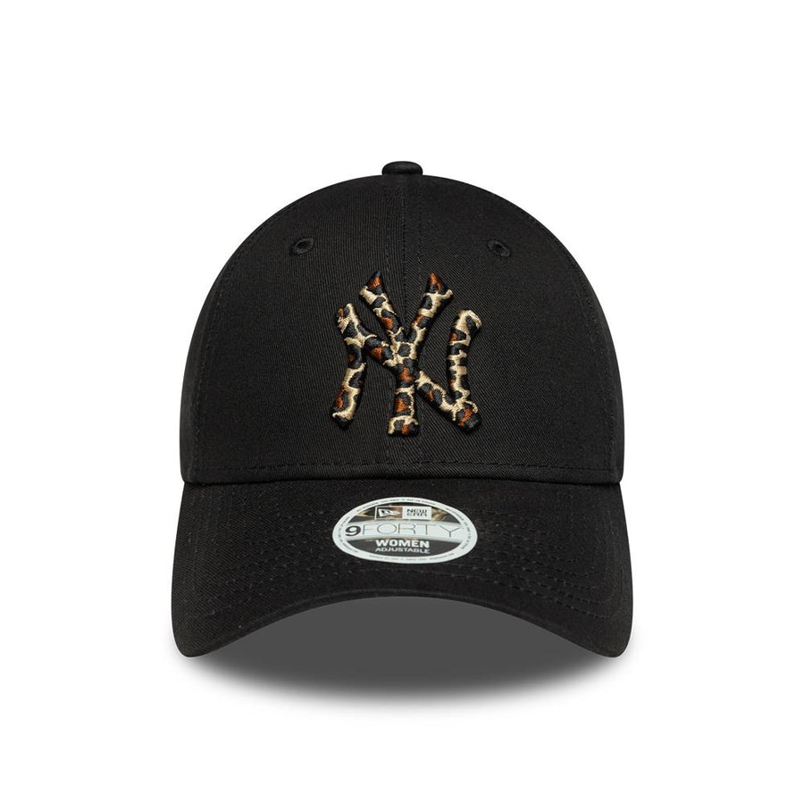 New York Yankees 9FORTY Womens MLB Leopard Infill Black Cap