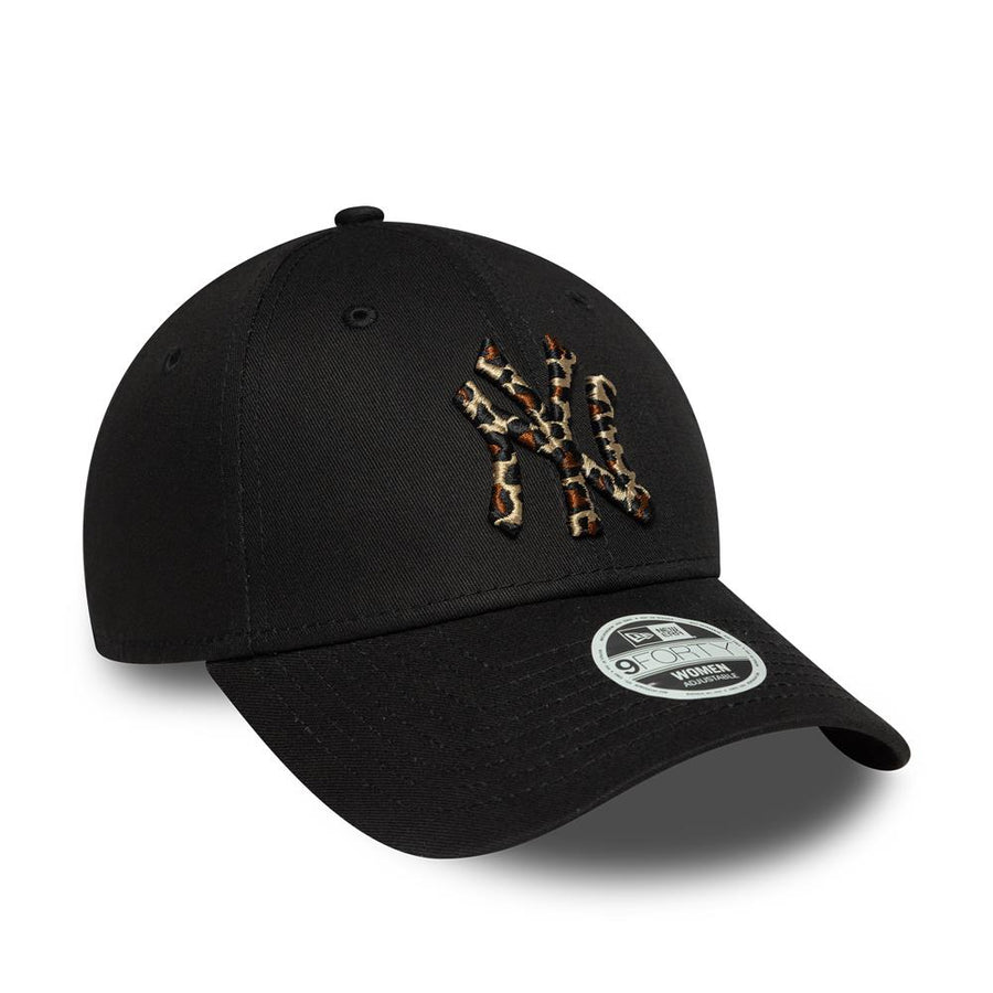 New York Yankees 9FORTY Womens MLB Leopard Infill Black Cap
