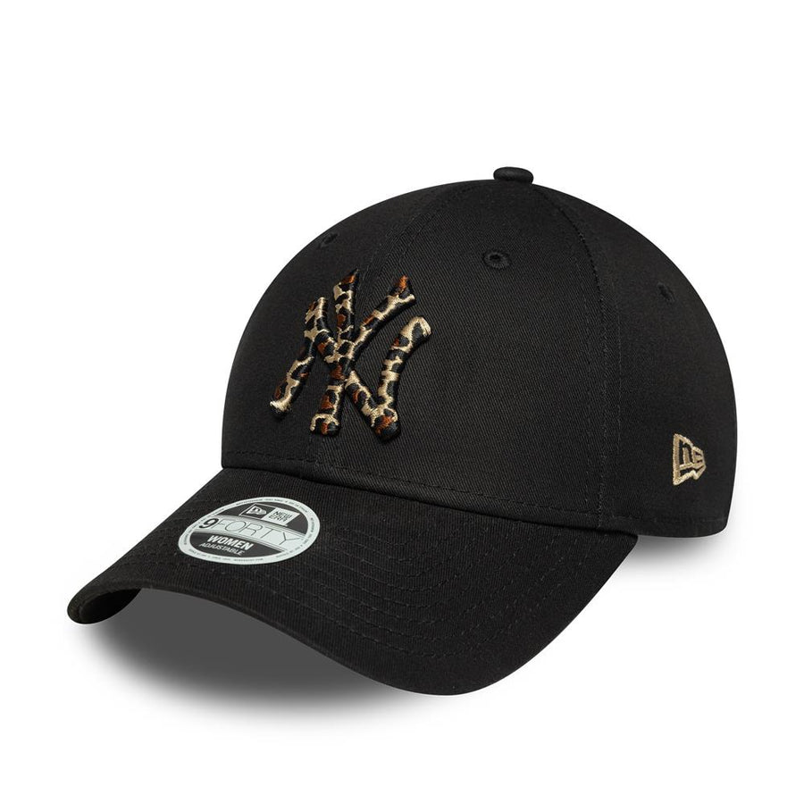 New York Yankees 9FORTY Womens MLB Leopard Infill Black Cap
