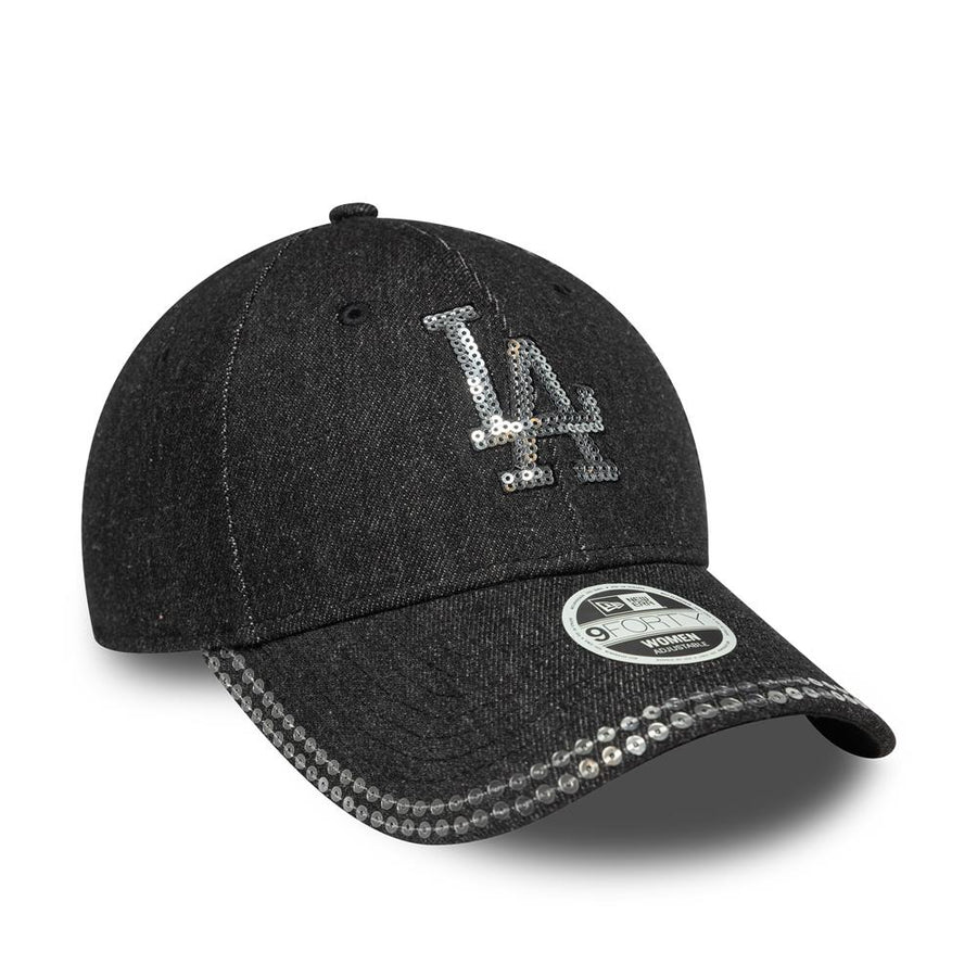 Los Angeles Dodgers 9FORTY Womens Sequin Black Cap