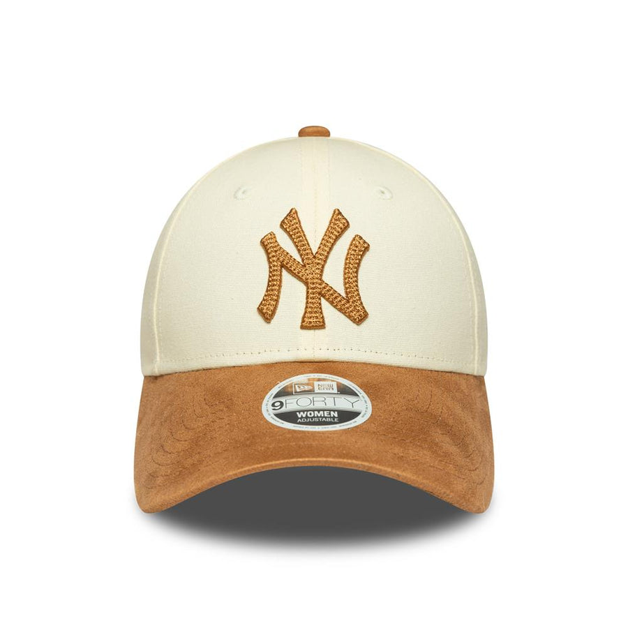 New York Yankees 9FORTY Womens Faux Suede Light Beige Cap