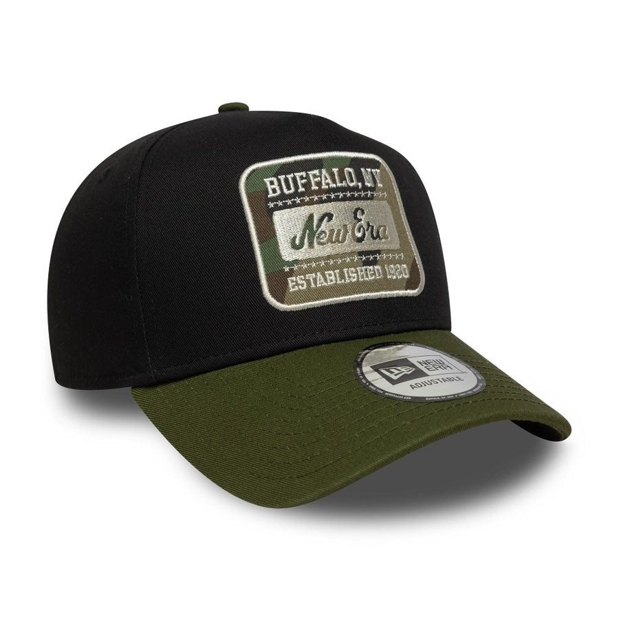 New Era E-Frame Camo Patch Black Trucker Cap