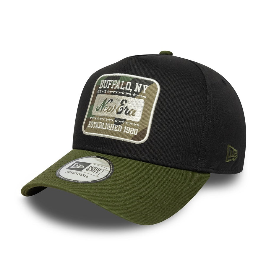 New Era E-Frame Camo Patch Black Trucker Cap