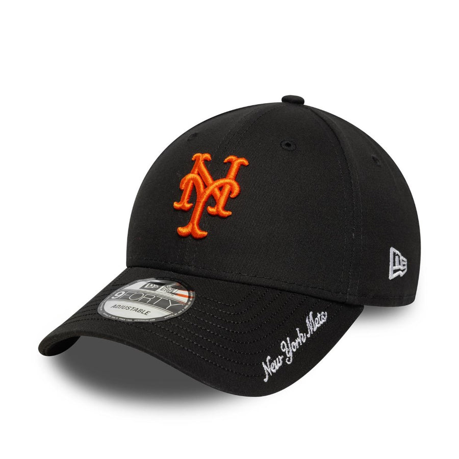 New York Mets 9FORTY Visor Script Black Cap