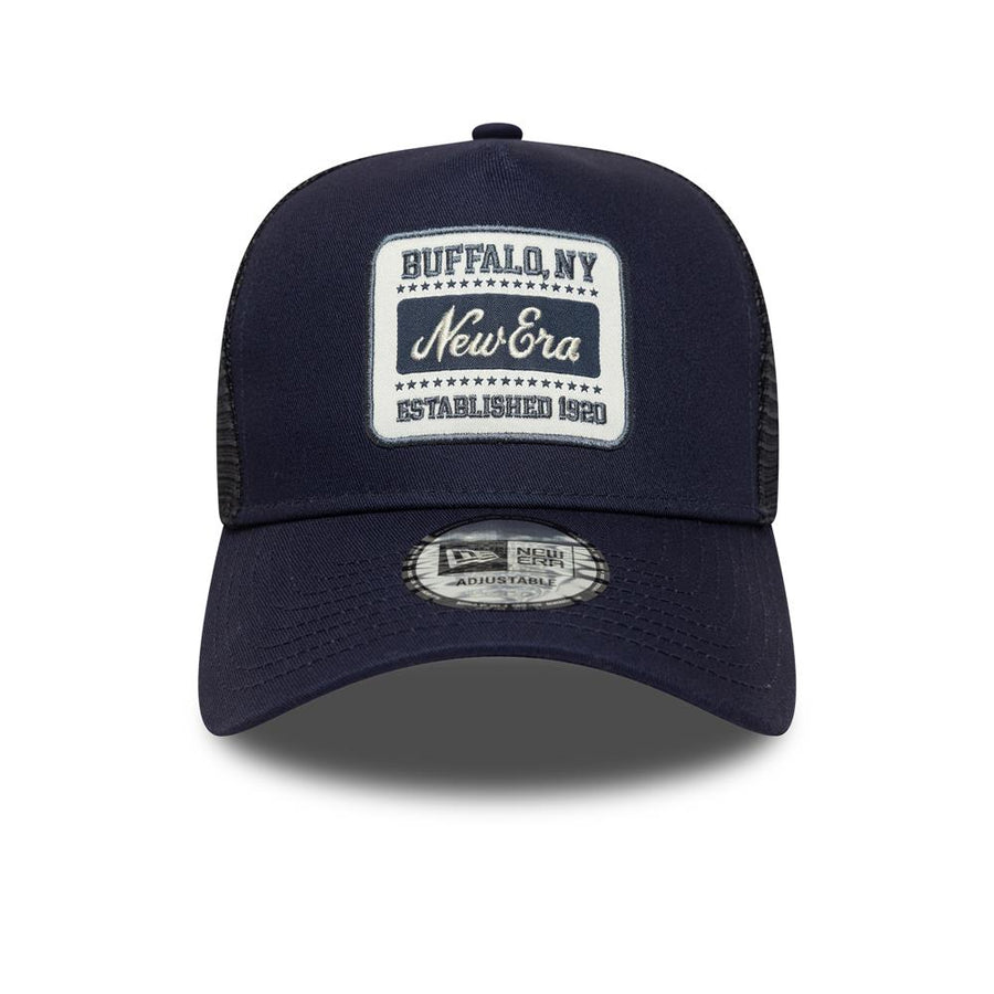 New Era A-Frame Buffalo NY Patch Navy Trucker Cap