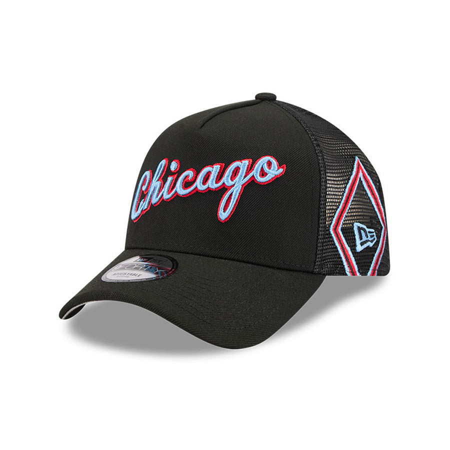 Chicago Bulls Aframe NBA City Edition Black Trucker Cap