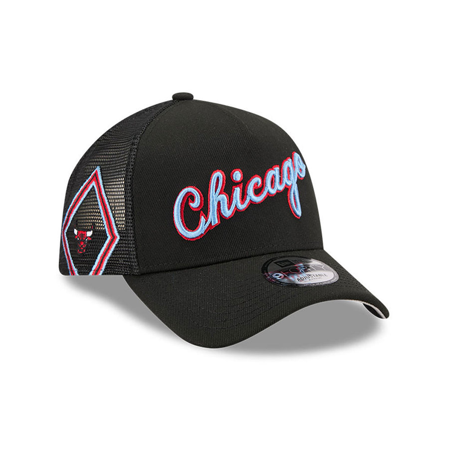 Chicago Bulls Aframe NBA City Edition Black Trucker Cap