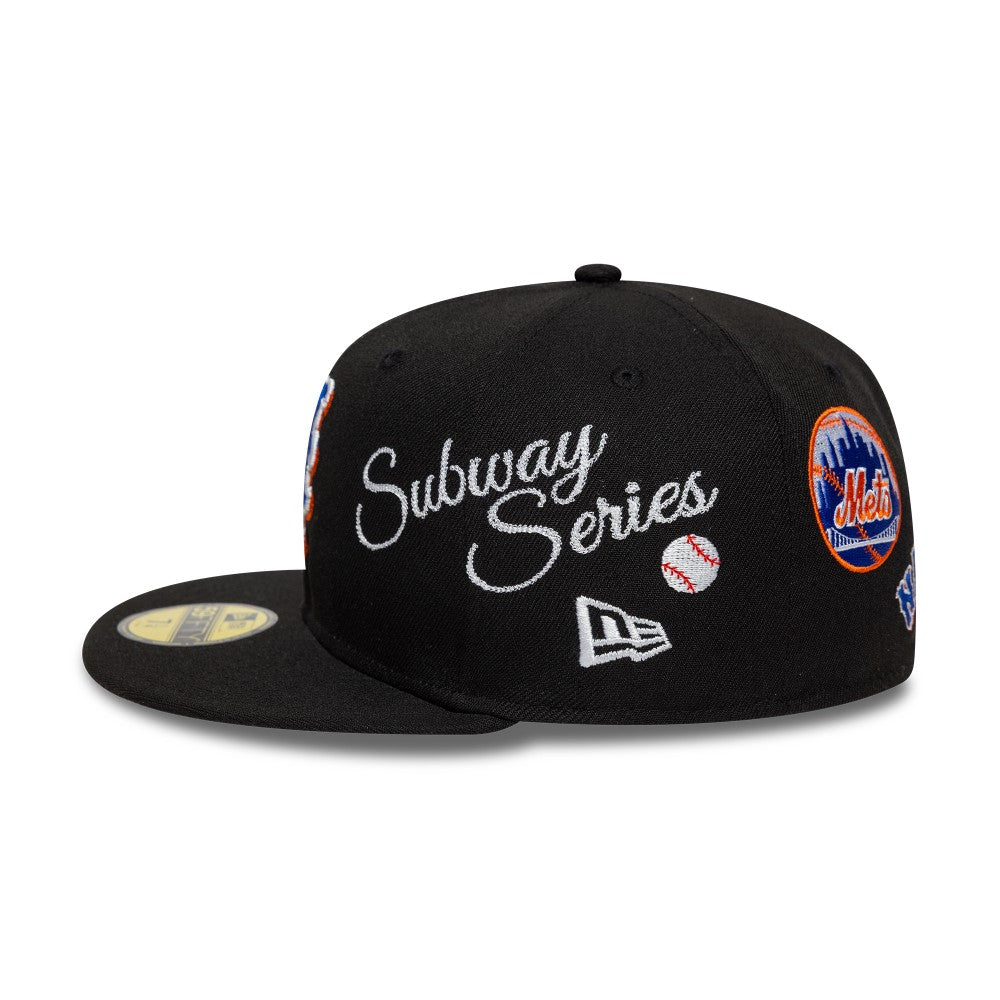 caph PE/Ny デイバイバークロスフードCO New York Mets 59FIFTY Subway Series Black Cap – NewEra