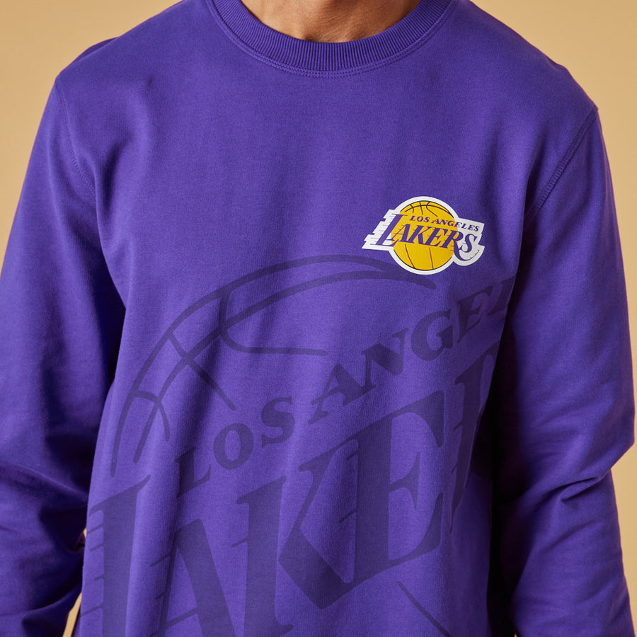 Los Angeles Lakers Crew Washed Pack Graphic Purple Pullover