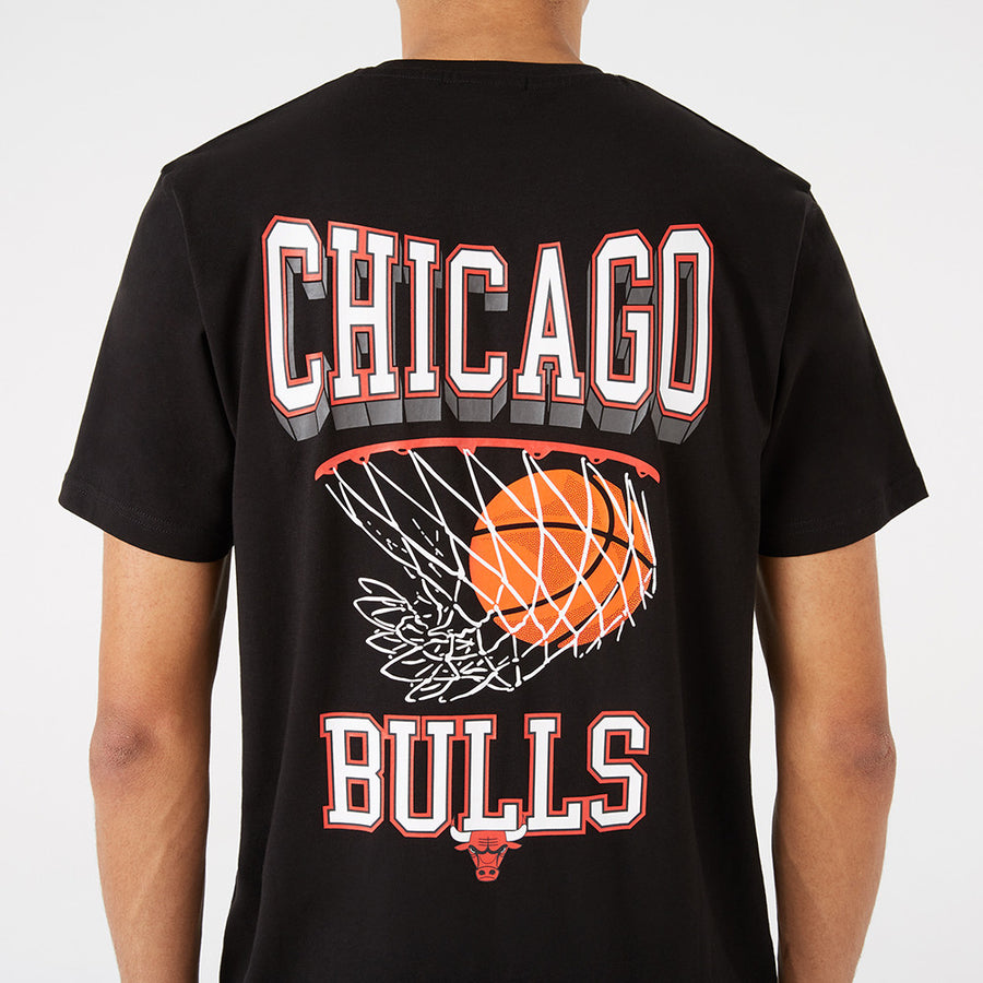 Chicago Bulls NBA Basketball Hoop Graphic Black Tee