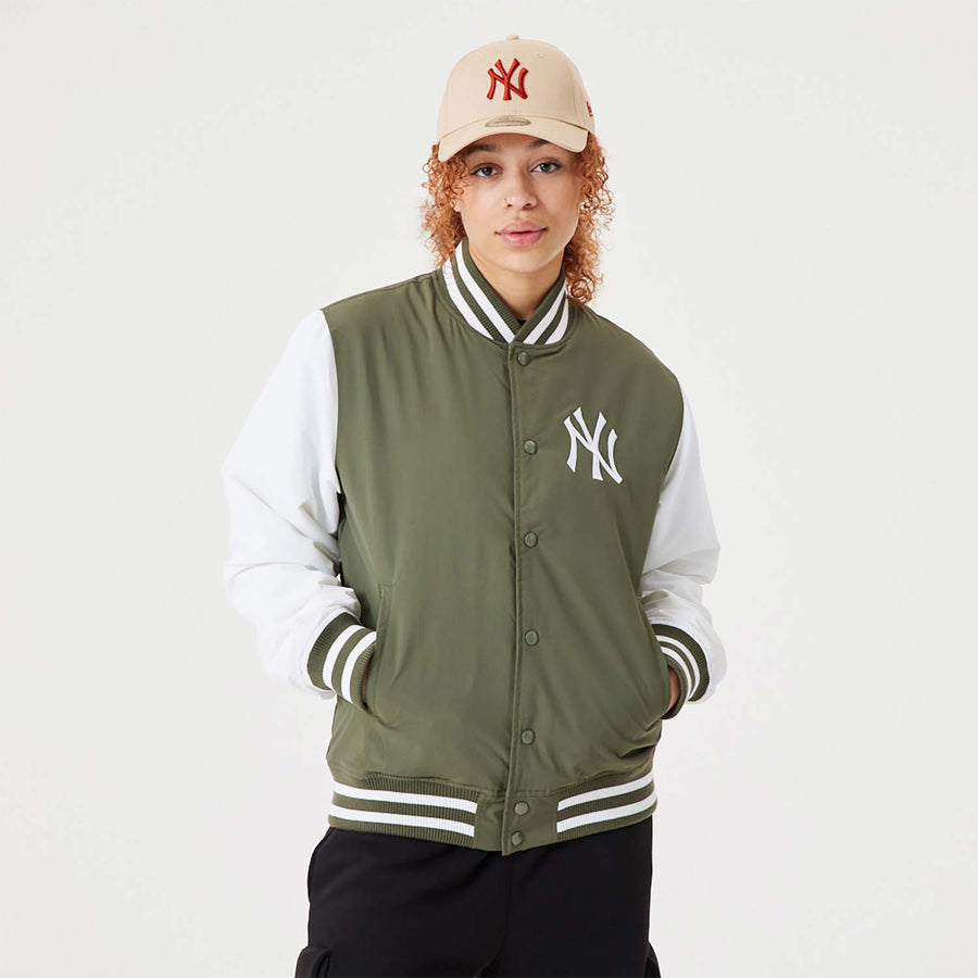 New York Yankees Team Logo Back Print Olive Bomber Jacket