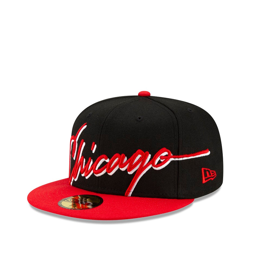 Chicago Bulls 59 Fifty City Script Black/Red Cap