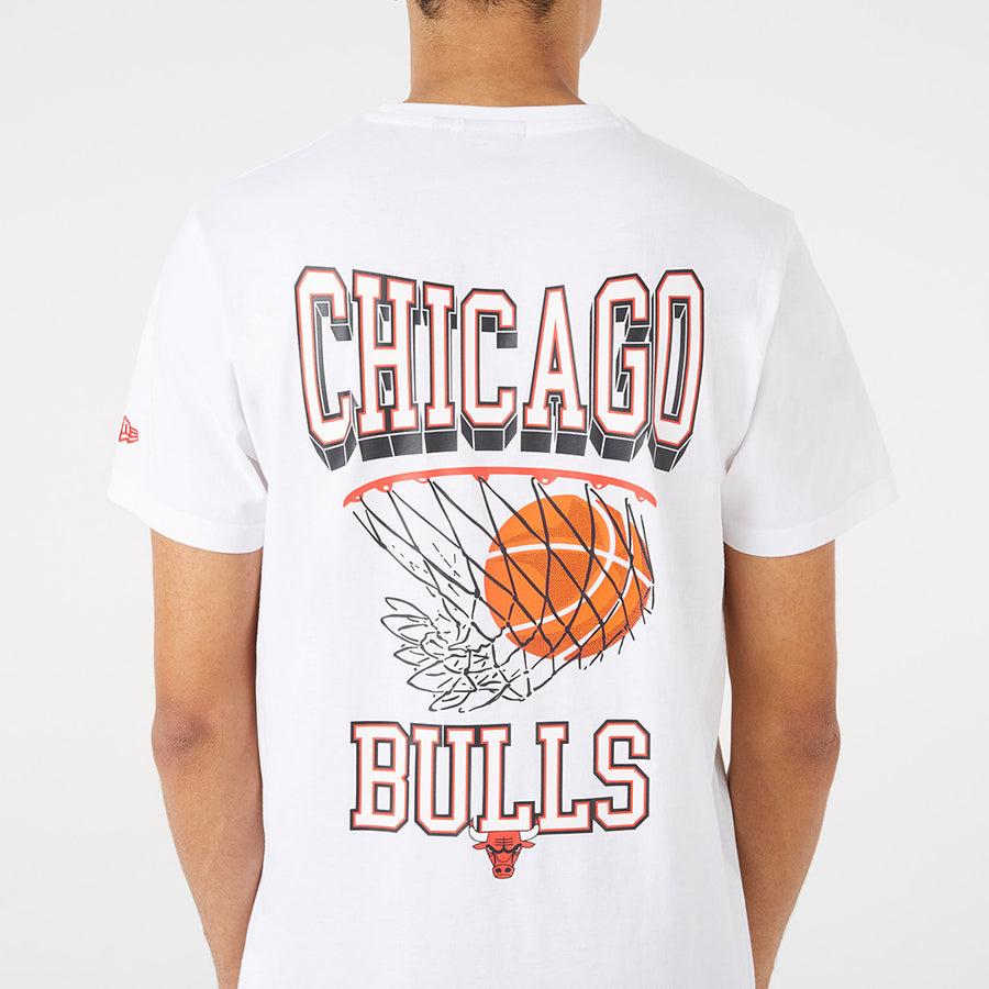 Chicago Bulls NBA Basketball Hoop Graphic White Tee