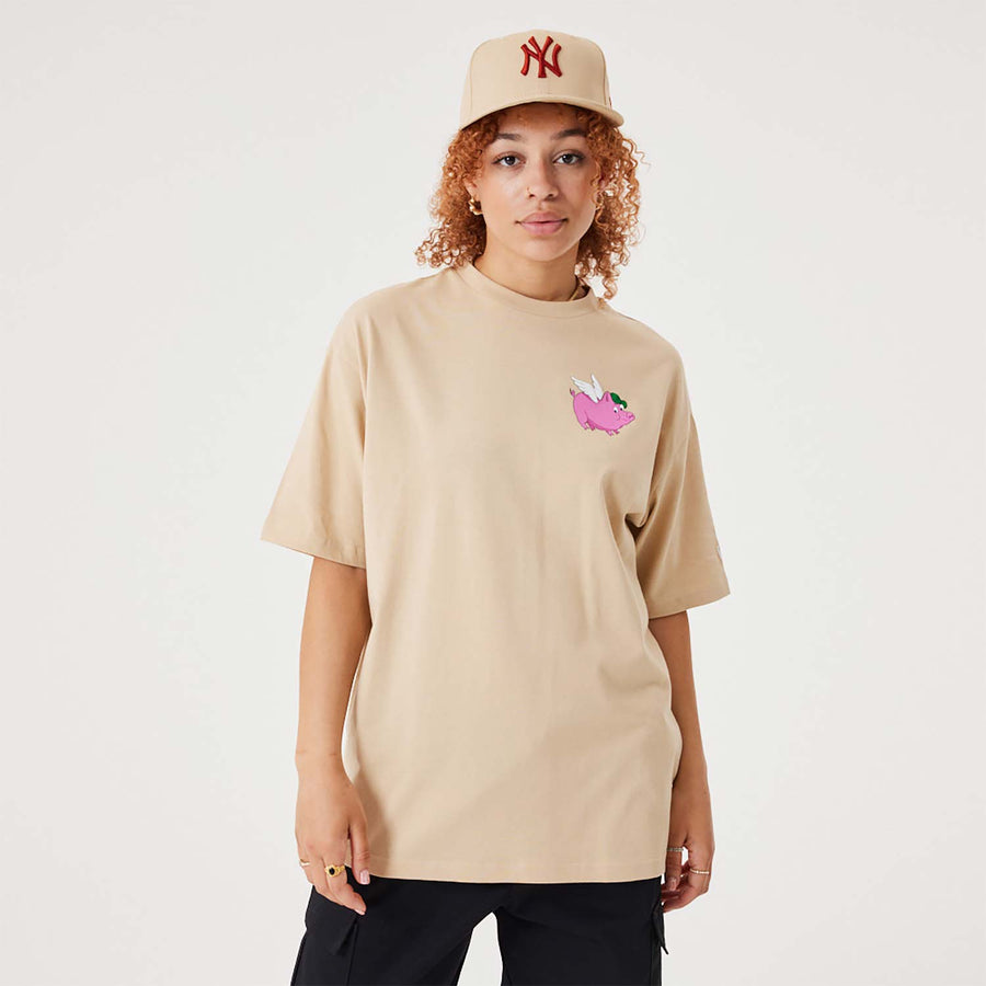 New Era Character Graphic Over Sized Oatmeal Tee