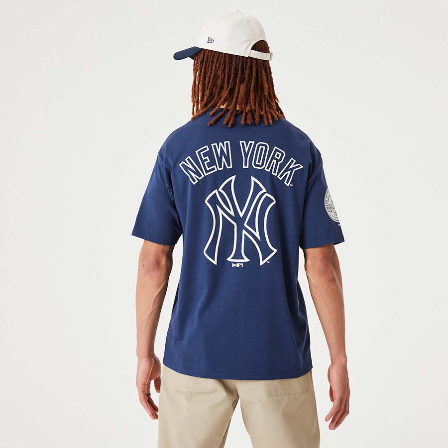 New York Yankees Heritage Back Print Over Sized Blue Tee
