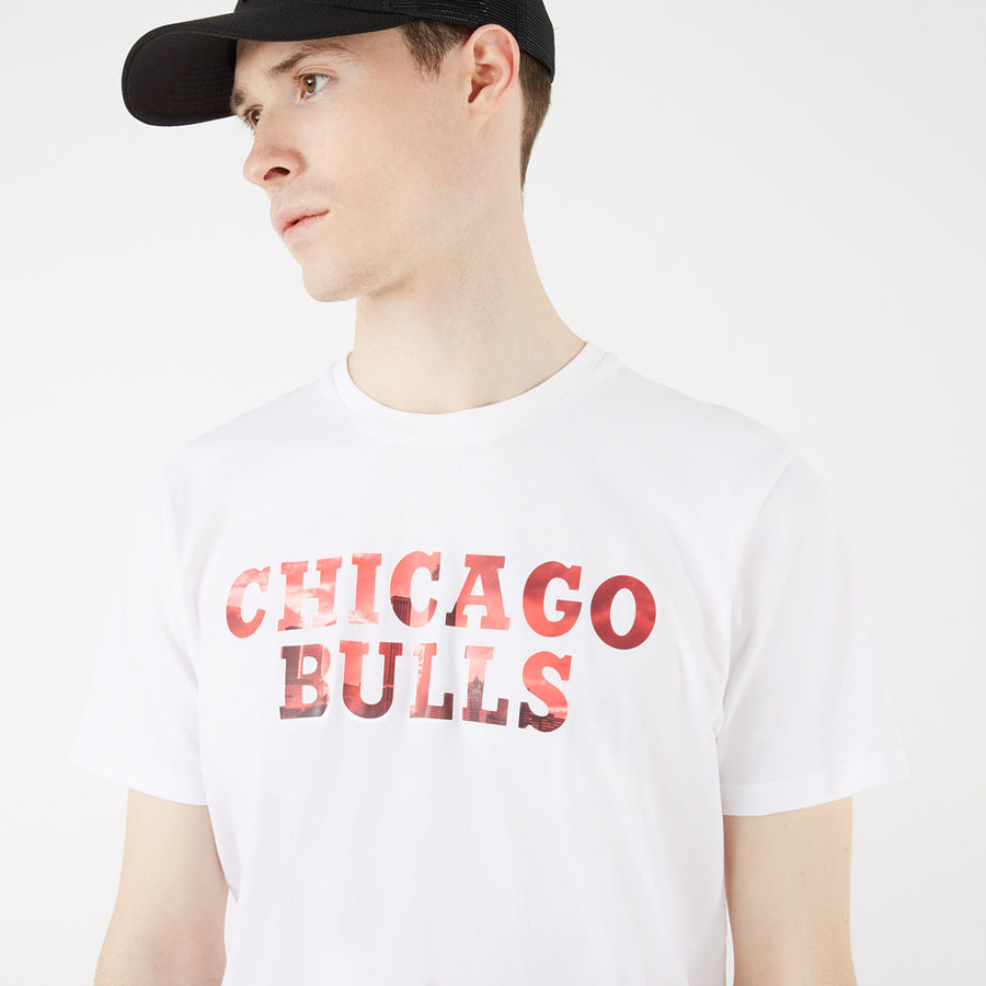 Chicago Bulls Photographic Wordmark White Tee
