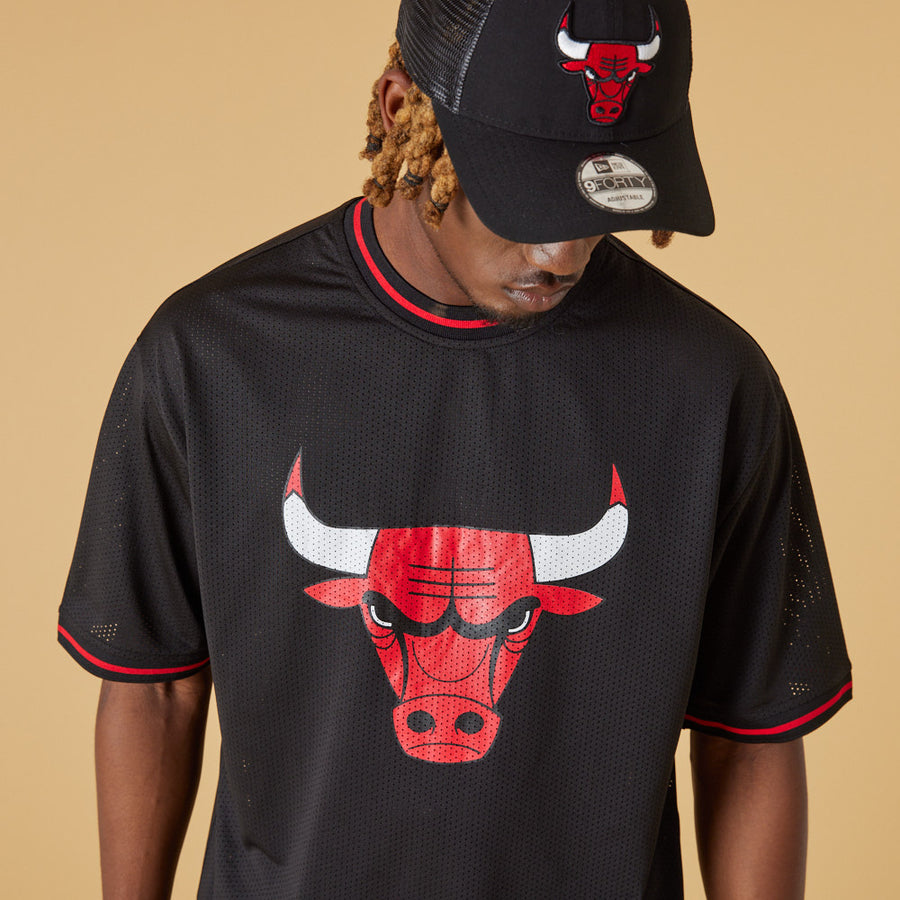 Chicago Bulls  NBA Mesh Team Logo Oversized Black Tee