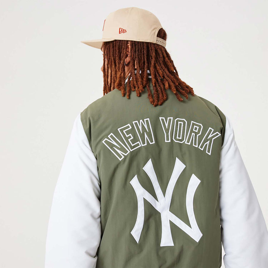 New York Yankees Team Logo Back Print Olive Bomber Jacket