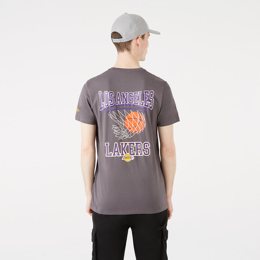 Los Angeles Lakers NBA Basketball Hoop Graphic Grey Tee