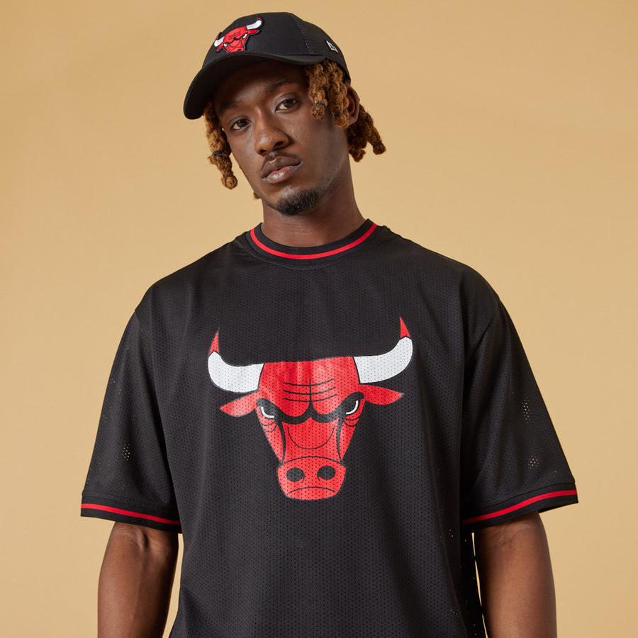 Chicago Bulls  NBA Mesh Team Logo Oversized Black Tee