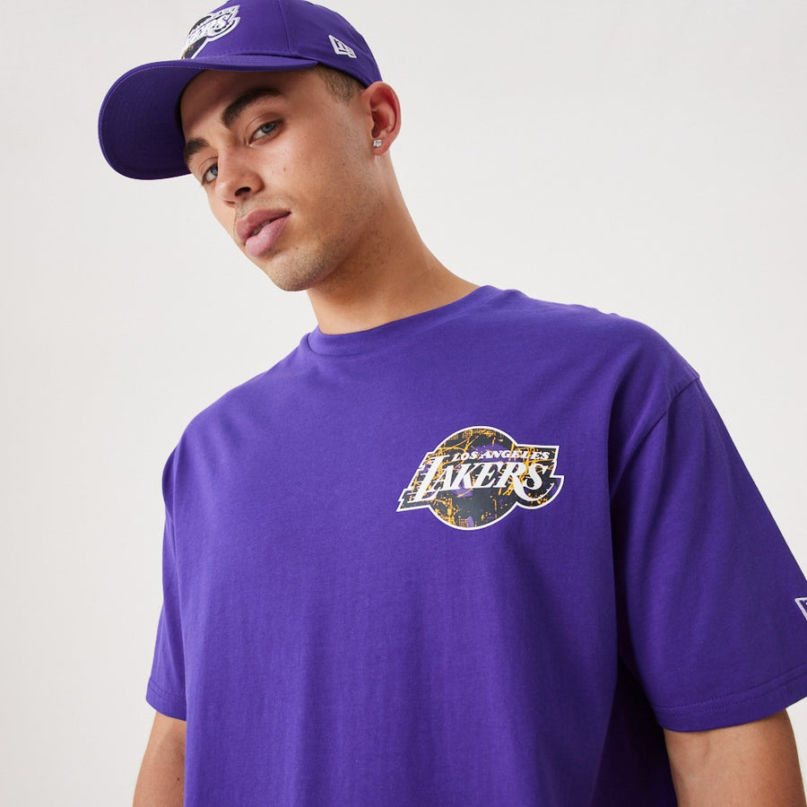 Los Angeles Lakers Infill Team Logo Over Sized Purple Tee