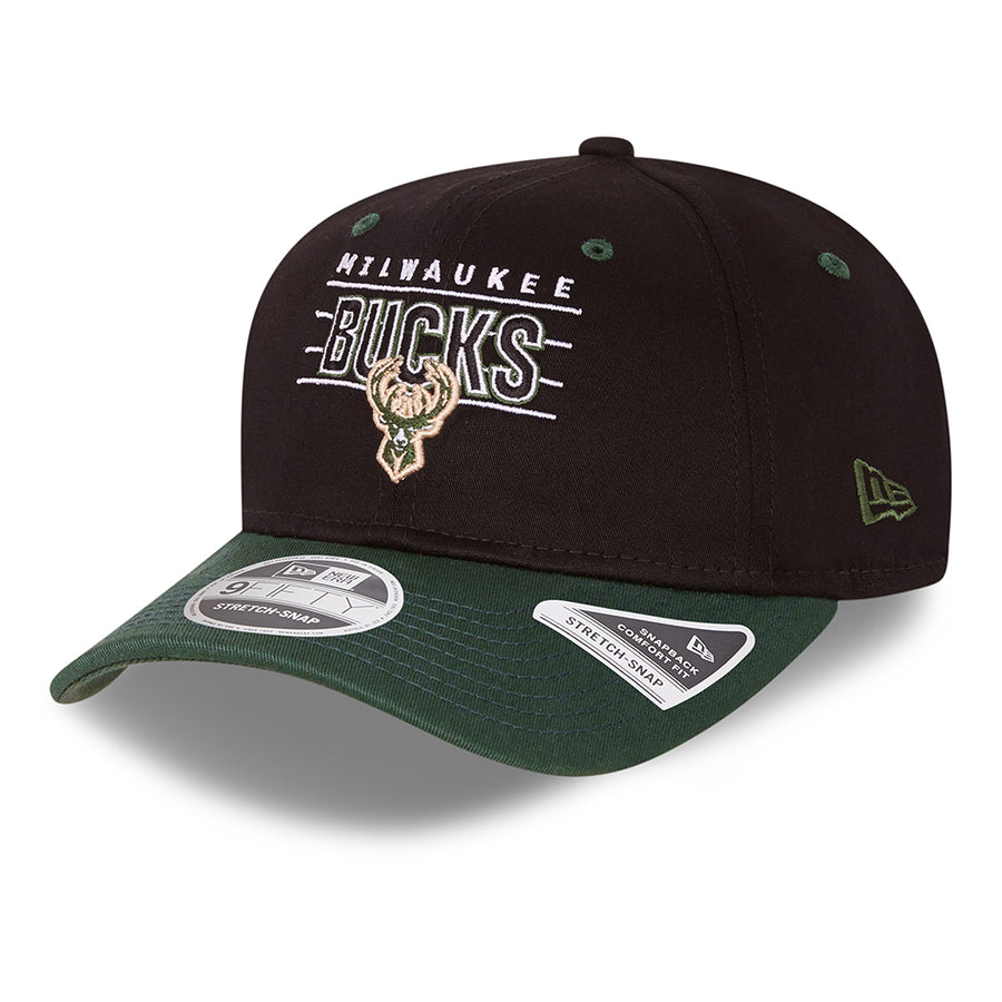 Milwaukee Bucks 9Fifty NBA Team Stretch Snap Black/Green Cap